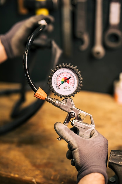 Mechanic repairing a bicycle