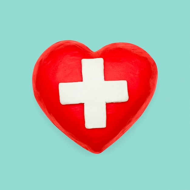 Free Photo medical cross heart plasticine clay diy element