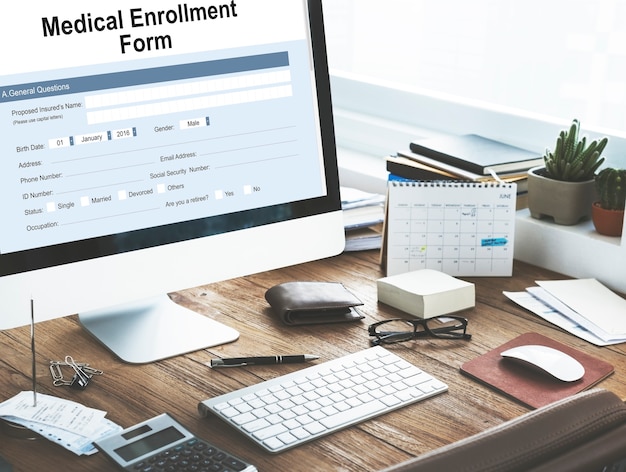 Free photo medical enrollment form document medicare concept