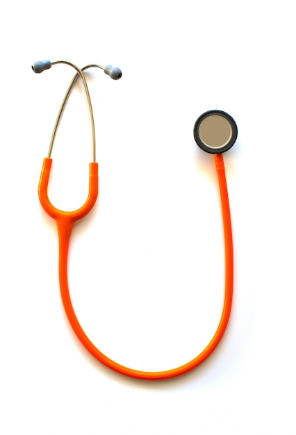 Medical stethoscope on a white background.