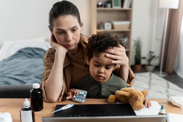 Medical teleconsultation for sick patient at home