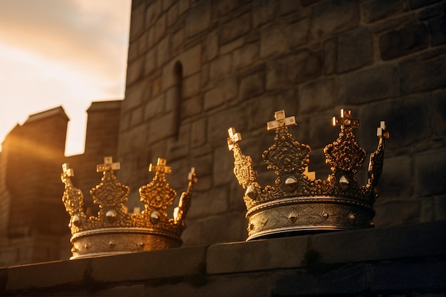 Free photo medieval crown of royalty still life