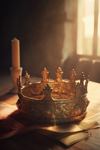 Free Photo medieval crown of royalty still life