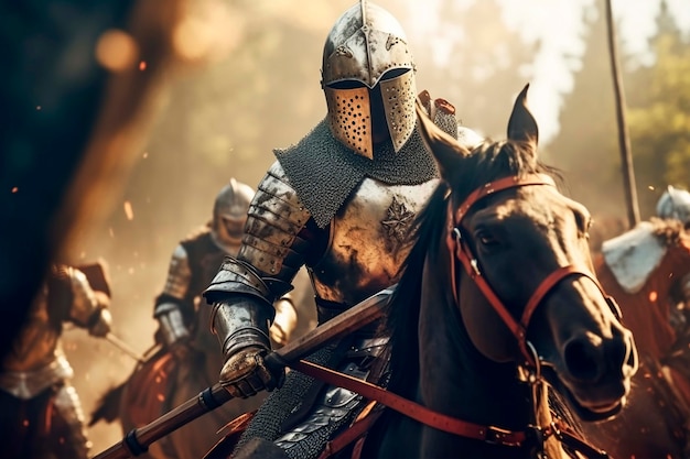 Medieval historical rendering of knight