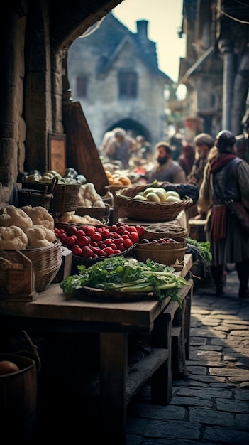 Medieval historical rendering of market