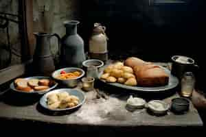 Free photo medieval historical rendering of meal