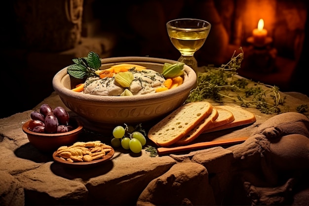 Free photo medieval historical rendering of meal