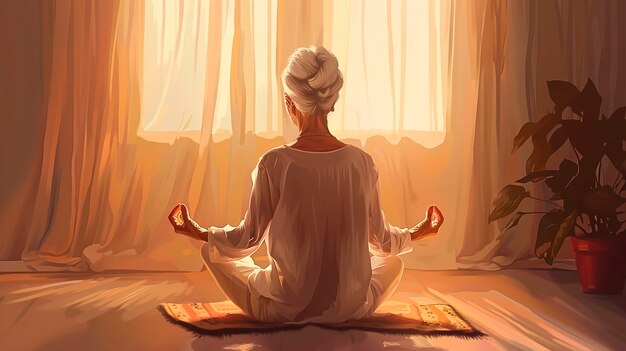 Meditation concept in digital art style