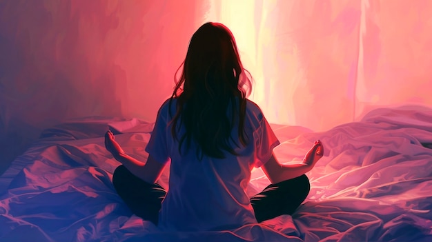 Meditation concept in digital art style