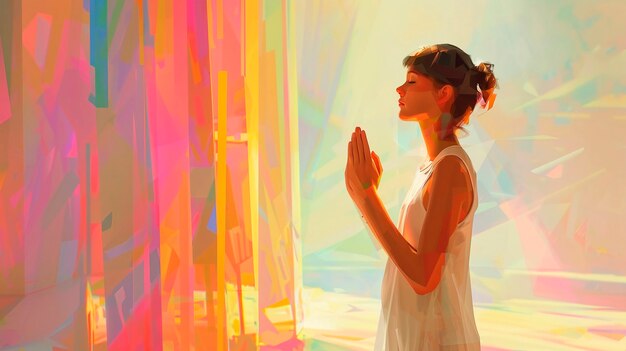 Meditation concept in digital art style