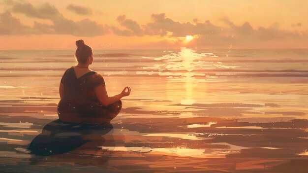 Meditation concept in digital art style