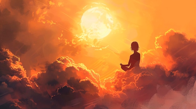 Free photo meditation concept in digital art style