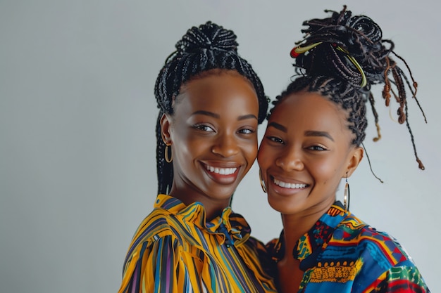 Medium shot african women posing together