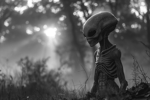 Free photo medium shot alien monochrome