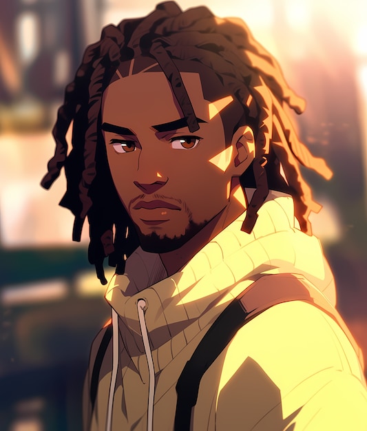 Medium shot anime style man portrait