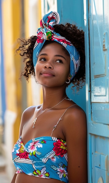 Medium shot beautiful african woman posing