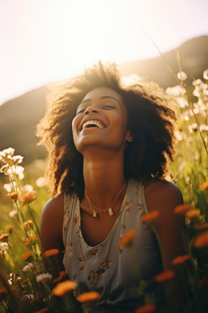 Medium shot beautiful woman in nature