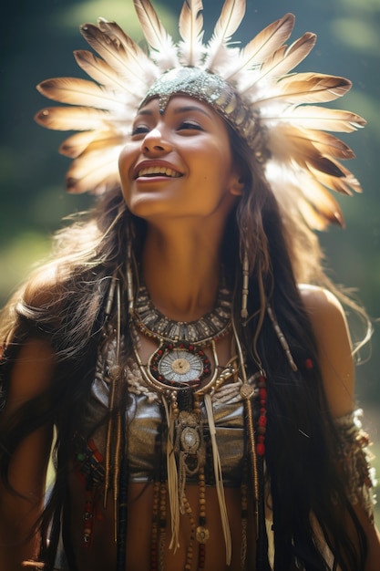 Medium shot beautiful woman in nature