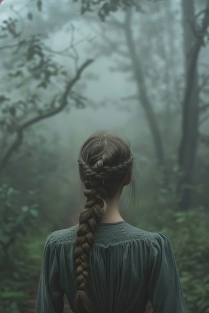 Medium shot beautiful woman with braids