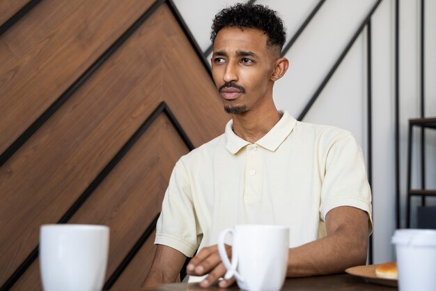 Medium shot black man at work