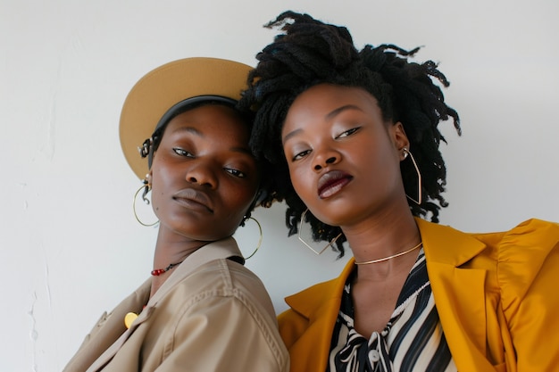 Medium shot black women posing together