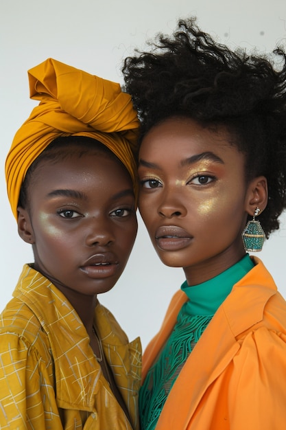 Medium shot black women posing together