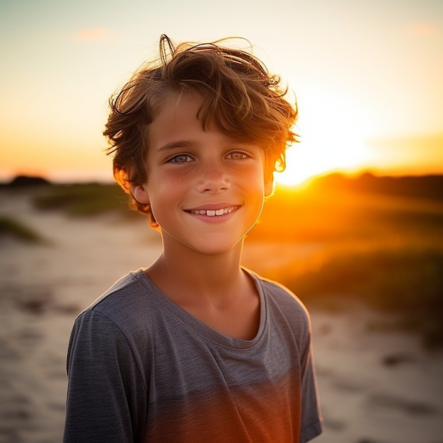 Medium shot boy relaxing on the beach