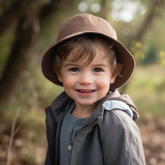 Free photo medium shot boy relaxing in nature