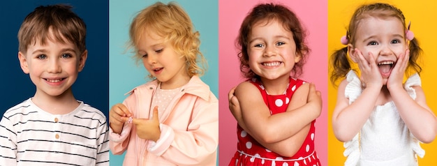 Free photo medium shot collage of cute kids