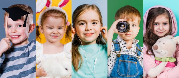 Medium shot collage of kids 