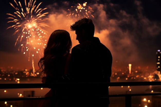 Medium shot couple celebrating new year