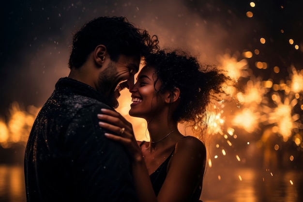 Free photo medium shot couple celebrating new year