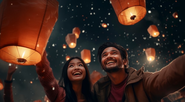 Free Photo medium shot couple celebrating new year