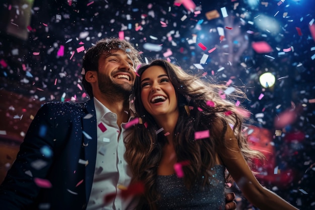 Free photo medium shot couple celebrating new year