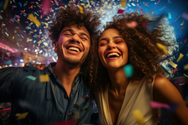 Free photo medium shot couple celebrating new year