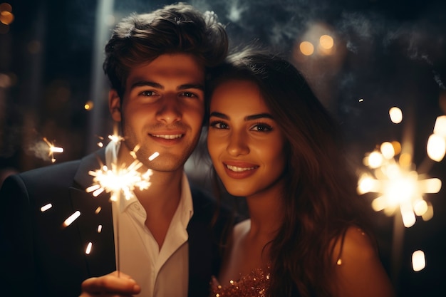 Free photo medium shot couple celebrating new year