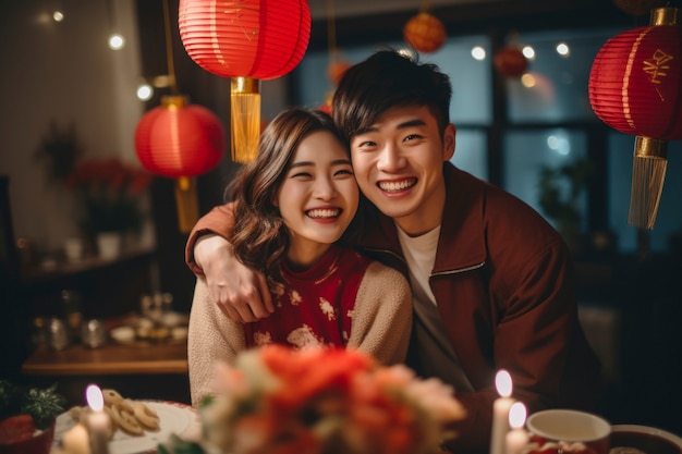 Medium shot couple celebrating new year