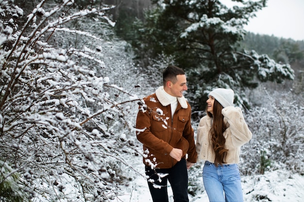 Medium shot couple walking together