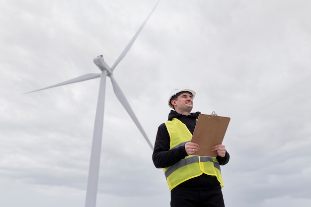 Free Photo medium shot environmental engineer holding clipboard