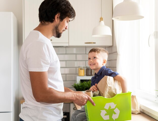 Medium shot father and kid together