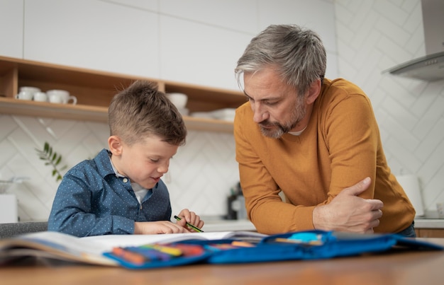 Medium shot father watching kid