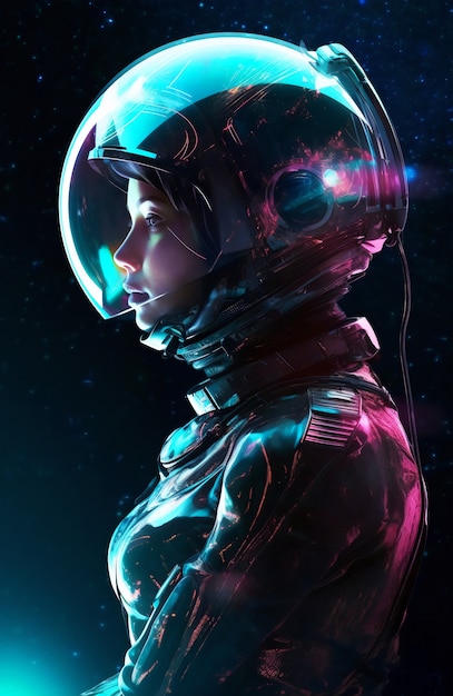 Free photo medium shot female astronaut wearing spacesuit