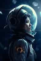 Free photo medium shot female astronaut wearing spacesuit