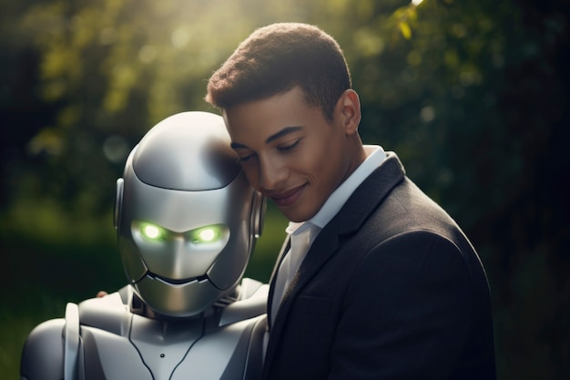 Free Photo medium shot futuristic romantic couple