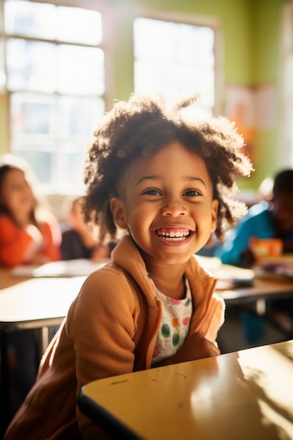 Medium shot girl in classroom