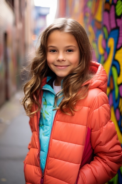 Free Photo medium shot girl posing in city