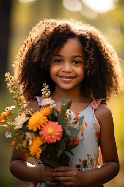 Medium shot girl posing in nature