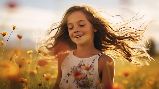 Medium shot girl posing in nature