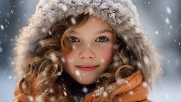 Medium shot girl posing outdoors winter season