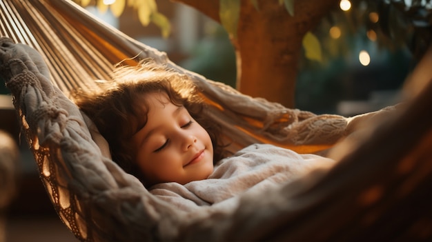 Medium shot girl sleeping outdoors